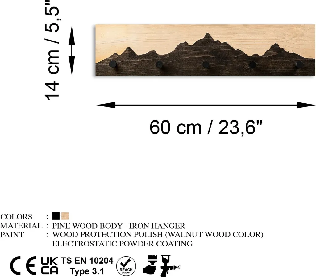Varëse muri prej druri Wallity, Mountain 3, natyrale/zezë - 7