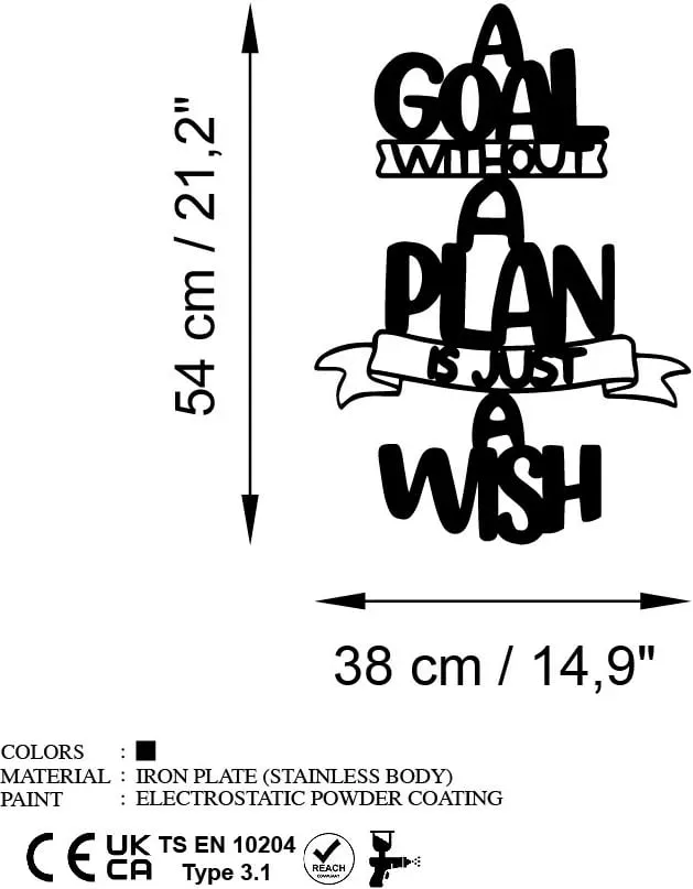 Aksesor dekorativ metalik për mur, Wallity, Plan is Just - 6