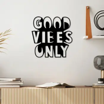 Aksesor dekorativ metalik për mur, Wallity, Good Vibes Only, 50x50cm