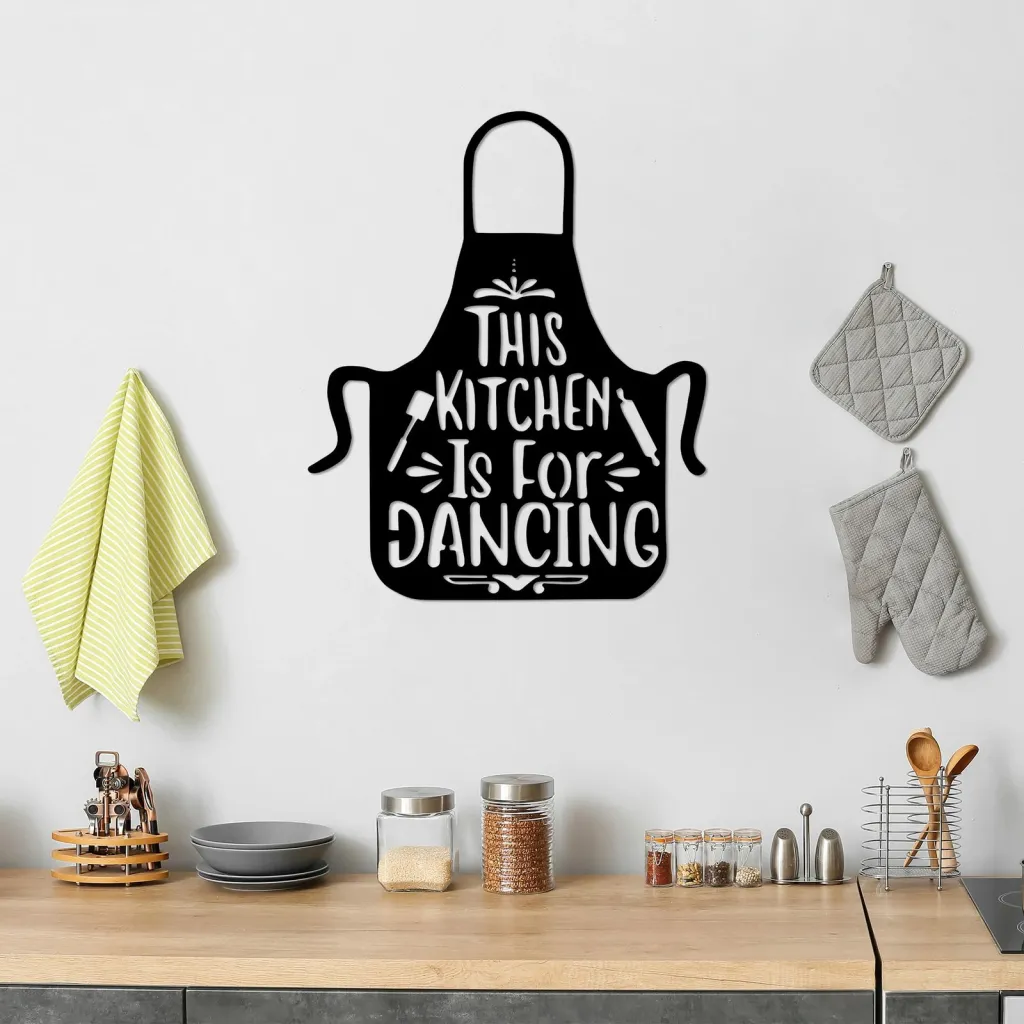 Aksesor dekorativ metalik për mur, Wallity, This Kitchen Is For Dancing, 57x70cm - 1