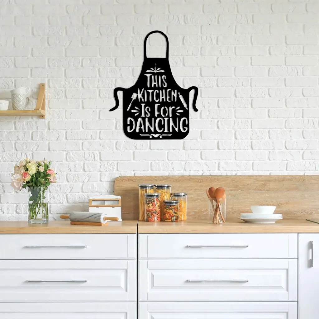 Aksesor dekorativ metalik për mur, Wallity, This Kitchen Is For Dancing, 57x70cm - 2