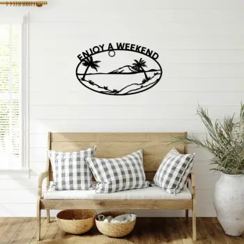 Aksesor dekorativ metalik për mur, Wallity, Enjoy A Weekend, 70x43cm