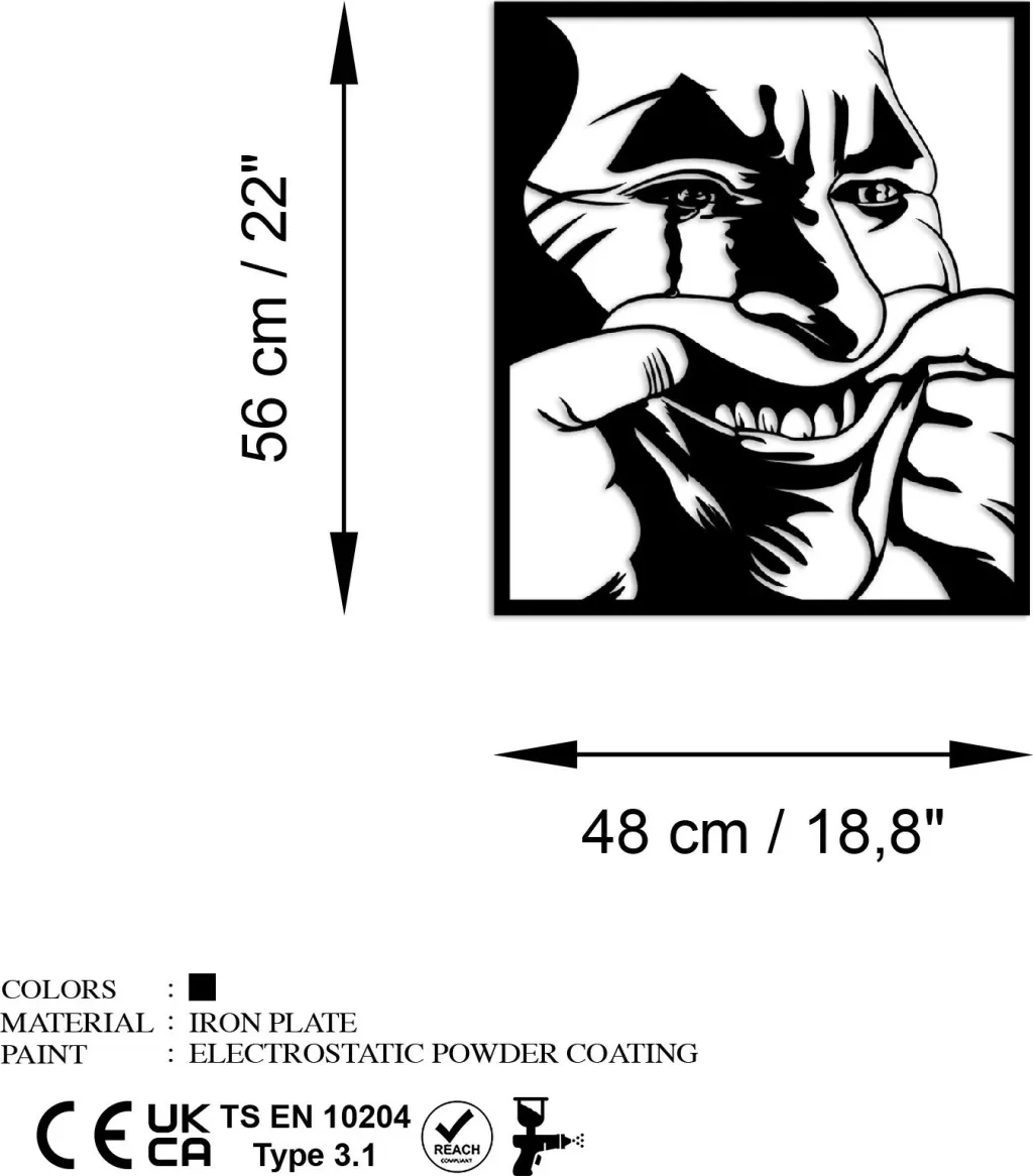 Aksesor dekorativ metalik për mur, Wallity, Pun On A Happy Face - 7