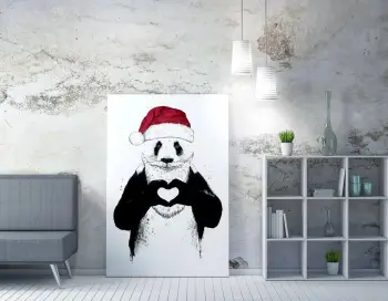 Pikturë dekorative në kanavacë, panda me kapelë të Vitit të Ri, shumëngjyrëshe, Wallity WY266, 70x100cm