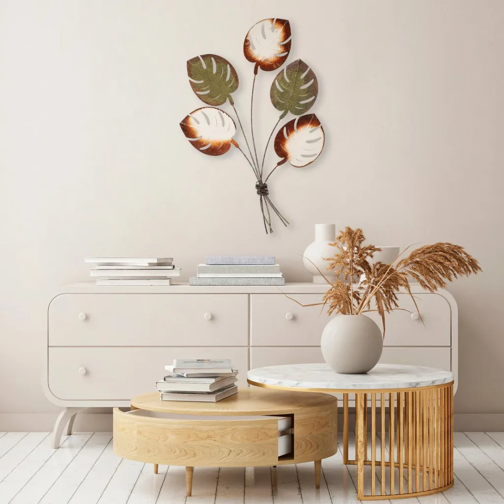 Aksesor dekorativ metalik për mur, Wallity, Monstera v2 - 2