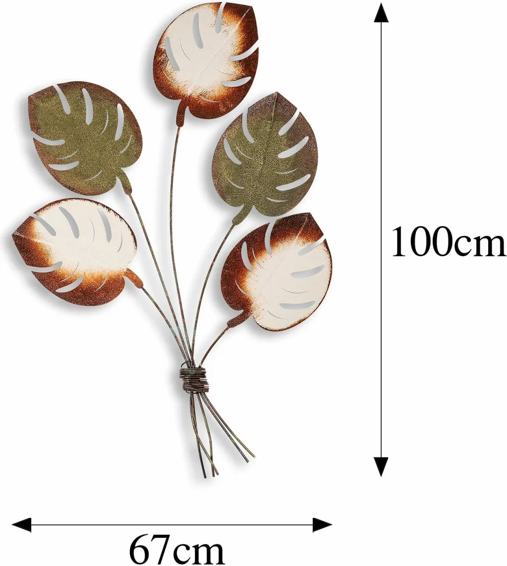 Aksesor dekorativ metalik për mur, Wallity, Monstera v2 - 6