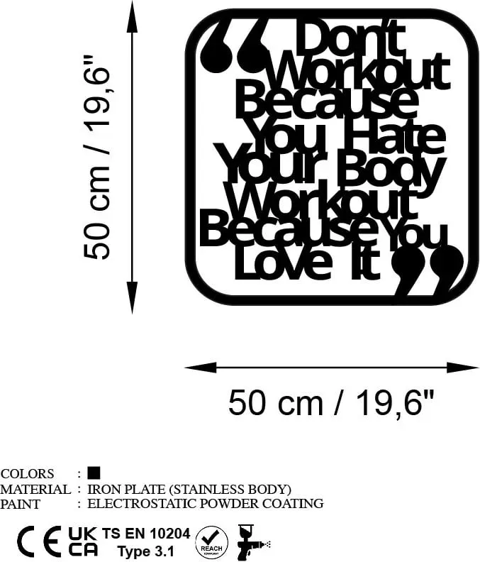 Aksesor dekorativ metalik për mur, Wallity, Don't Workout - 6