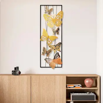 Aksesor dekorativ metalik për mur, flutura, shumëngjyrëshe, Wallity, Kelebek 2