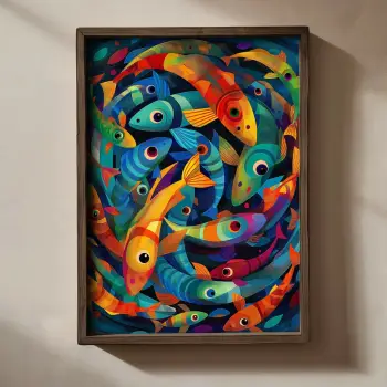 Pikturë dekorative me kornizë MDF, Wallity, TUN076-L, shumëngjyrëshe, 35x47x2 cm