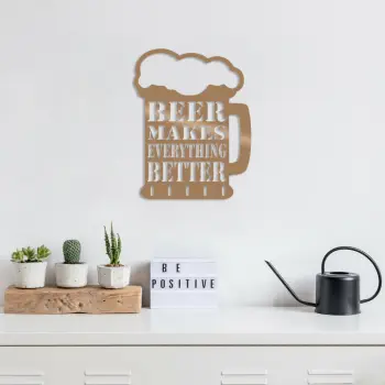 Aksesor dekorativ metalik për mur, Wallity, birrë, ngjyrë bakri