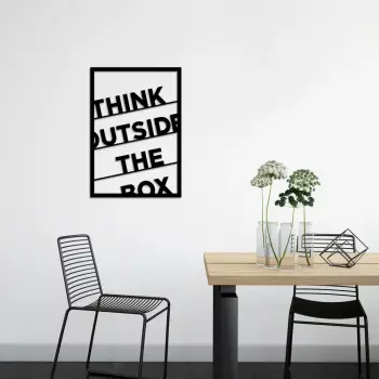 Aksesor dekorativ metalik për mur Wallity, Think Outside The Box, ngjyrë e zezë