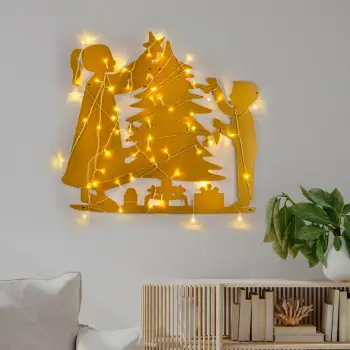 Aksesor dekorativ metalik për mur, ngjyrë ari, Wallity XMASGOLD - 016
