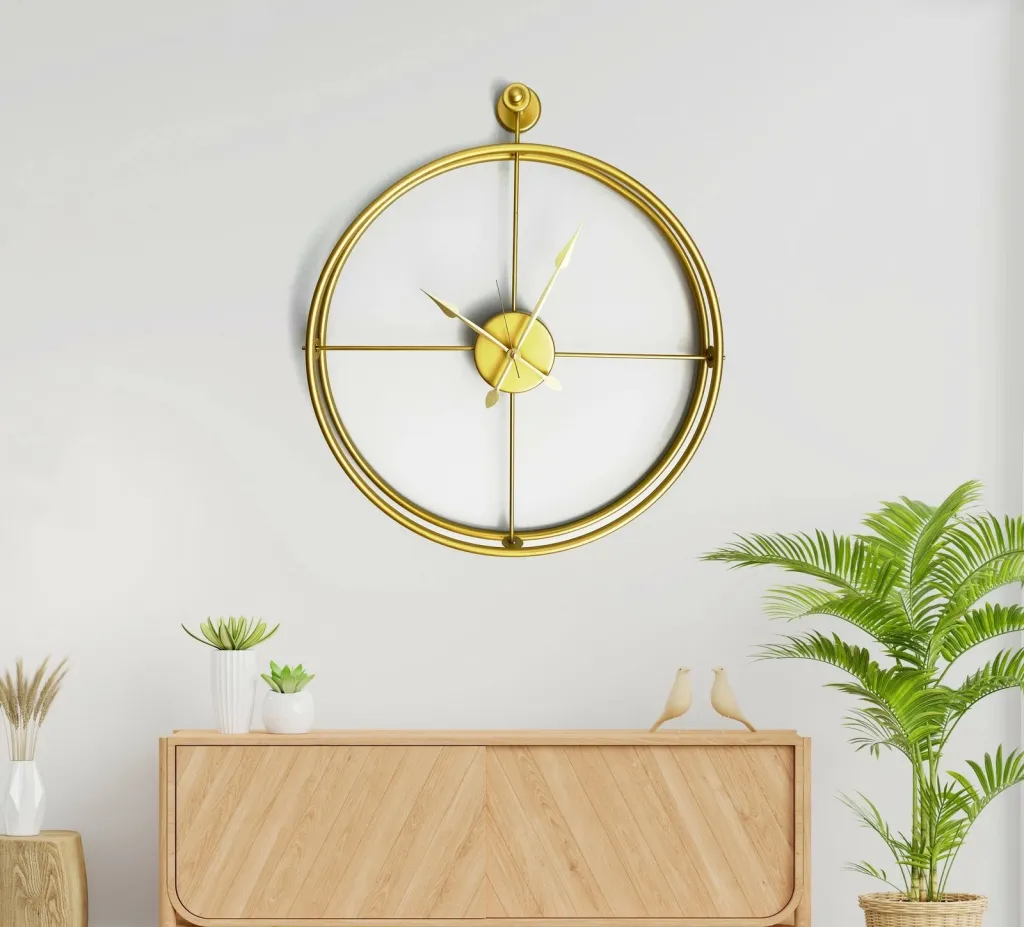 Orë muri dekorative prej metali, ngjyrë ari, Wallity, Mclock-00107 - 3