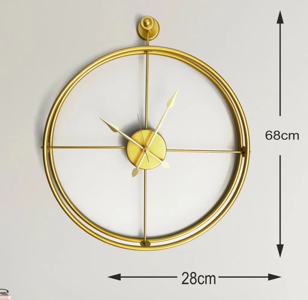 Orë muri dekorative prej metali, ngjyrë ari, Wallity, Mclock-00107 - 4