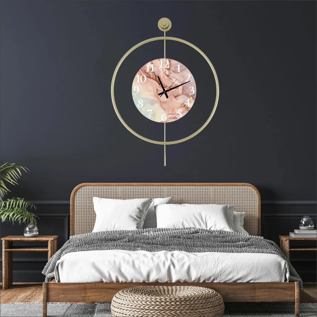 Orë muri dekorative metalike Wallity, Mclock-00116, ngjyrë ari - 1