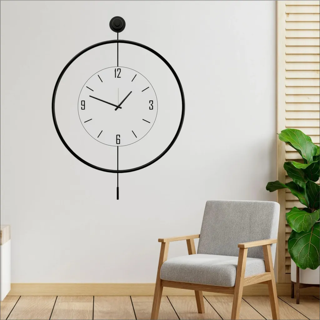 Orë muri dekorative prej metali, e zezë, Wallity Mclock-00112 - 2
