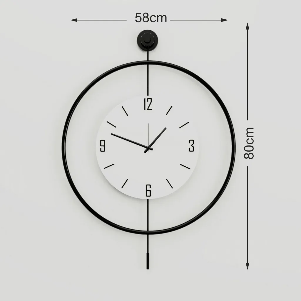 Orë muri dekorative prej metali, e zezë, Wallity Mclock-00112 - 3