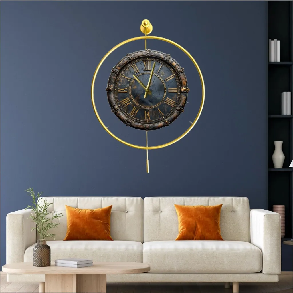 Orë muri dekorative prej metali, ngjyrë ari, Wallity, Mclock-00129 - 1