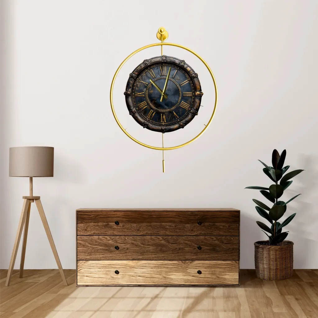 Orë muri dekorative prej metali, ngjyrë ari, Wallity, Mclock-00129 - 2
