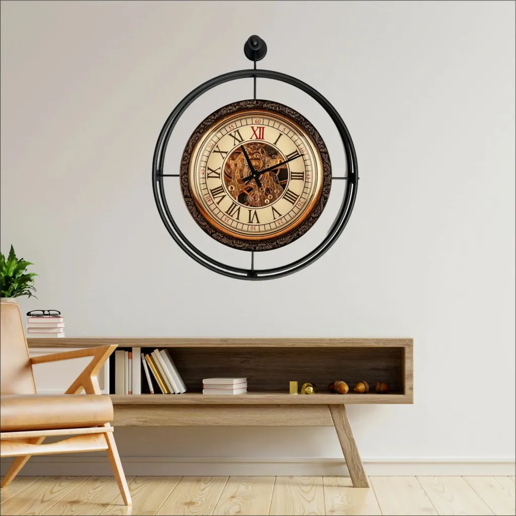 Orë muri dekorative prej metali, Wallity, Mclock-00128, e zezë - 1