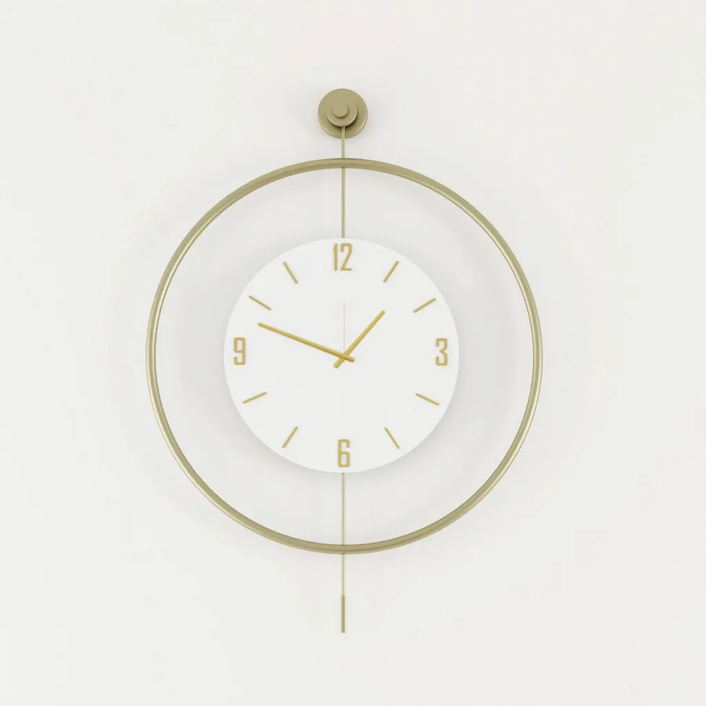 Orë muri dekorative metalike, ngjyrë ari, Wallity, Mclock-00134 - 1