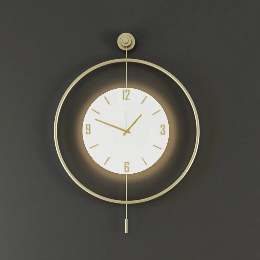 Orë muri dekorative metalike, ngjyrë ari, Wallity, Mclock-00134 - 2