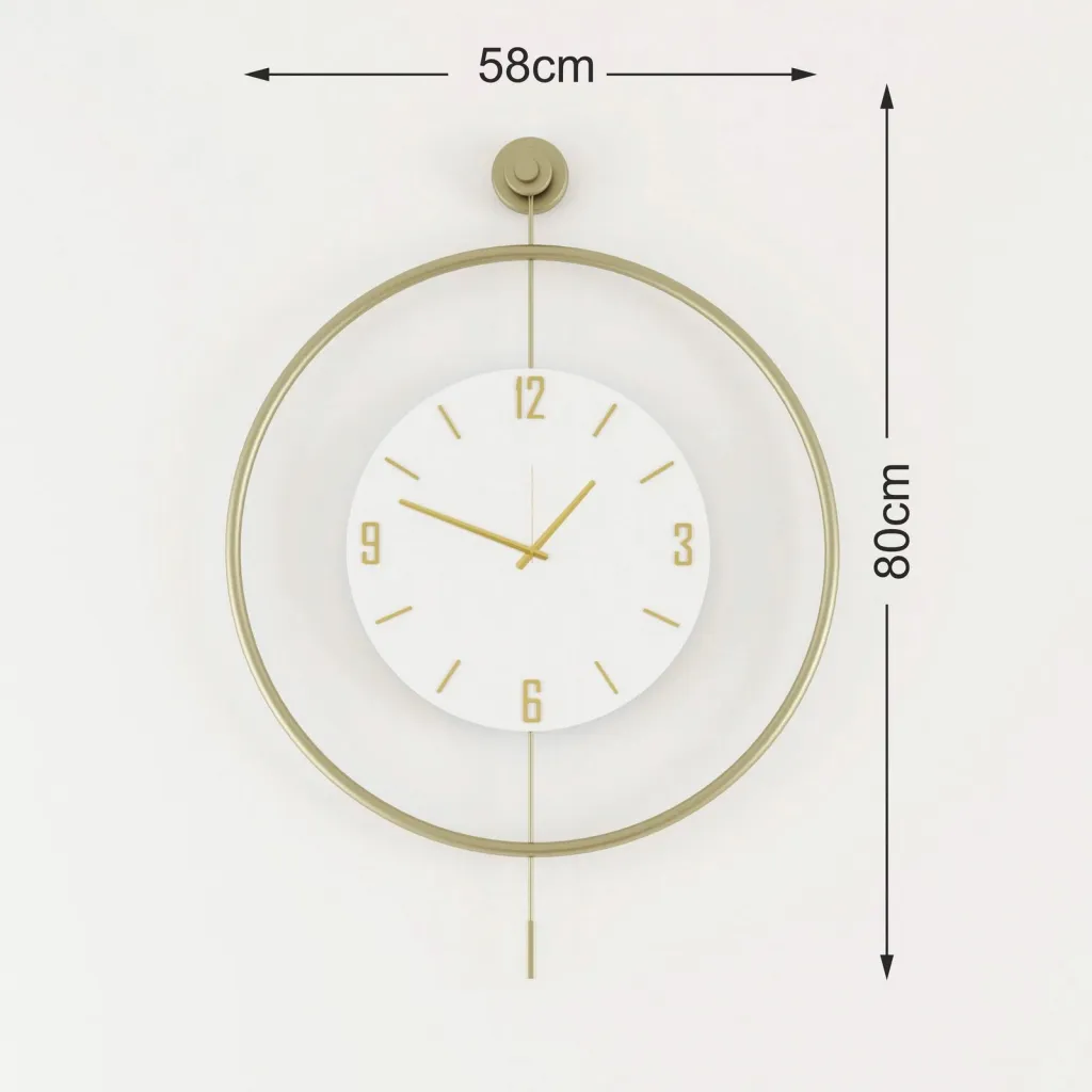 Orë muri dekorative metalike, ngjyrë ari, Wallity, Mclock-00134 - 3