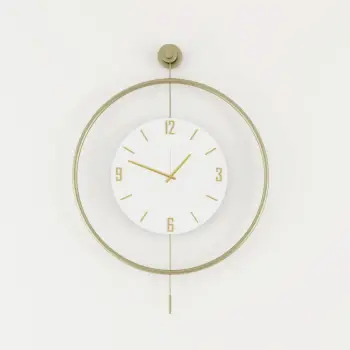 Orë muri dekorative metalike, ngjyrë ari, Wallity, Mclock-00134