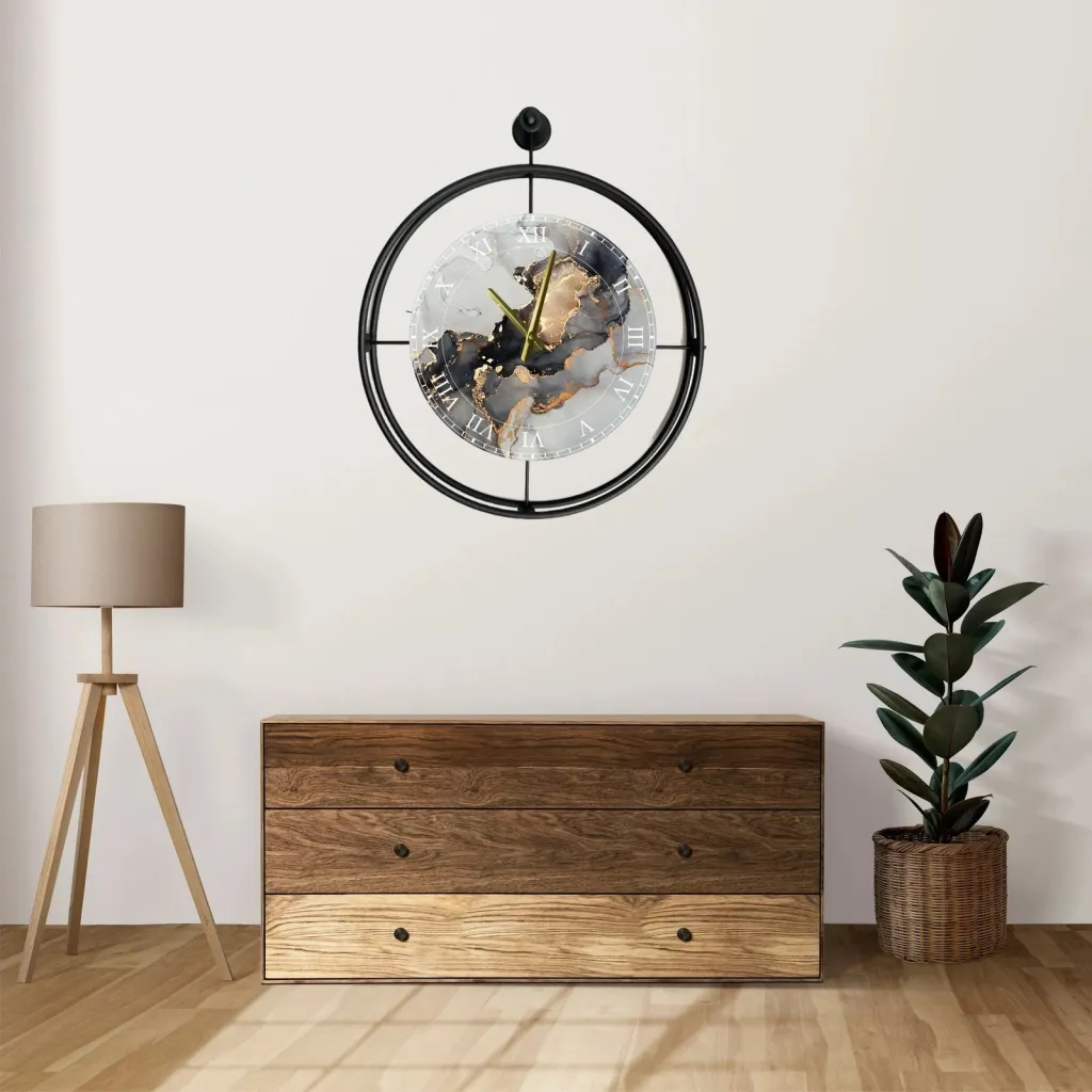 Orë muri dekorative prej metali, Wallity, Mclock-00122, e zezë - 1