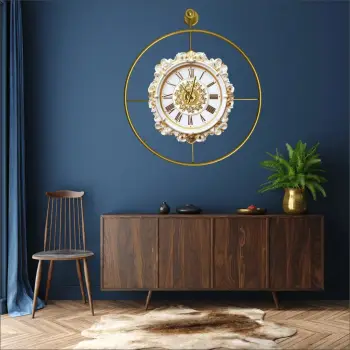 Orë muri dekorative prej metali, ngjyrë ari, Wallity Mclock-00131