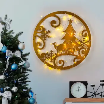 Aksesor dekorativ metalik për mur, Wallity, XMASGOLD - 027, ngjyrë ari, 60x60cm