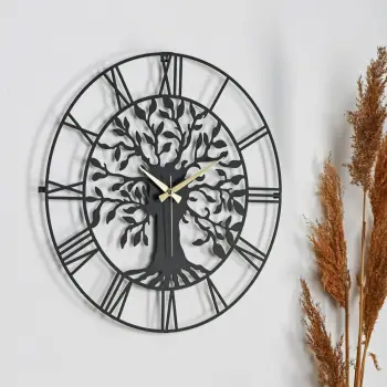 Orë muri dekorative prej metali, Wallity Vita, e zezë, 41cm