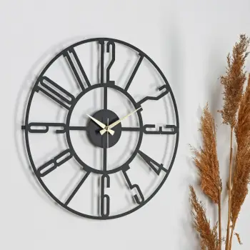 Orë muri dekorative prej metali, Wallity Bunella, e zezë, 41cm
