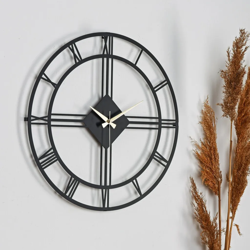 Orë muri dekorative metalike Wallity, Roma Elegante, e zezë, 41cm - 1