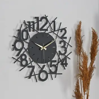 Orë muri dekorative prej metali, Wallity Lineal, e zezë
