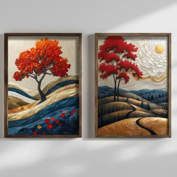 Pikturë dekorative me kornizë MDF (2 copë), Wallity, HUM102