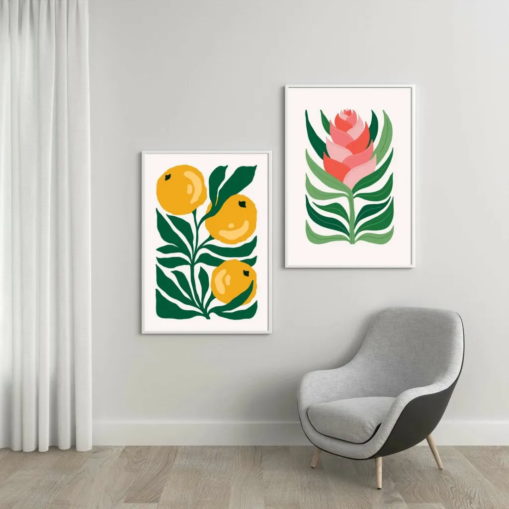Pikturë dekorative me kornizë MDF (2 copë), Wallity, Mp2-00111, 30x40cm - 1