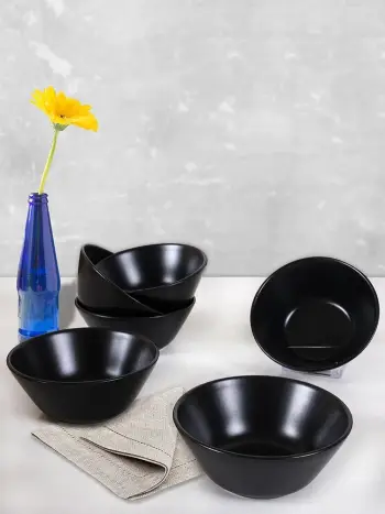 Set tasash qeramike (6 copë), Hermia Concept, ST042406F956A0000000AKA500, ngjyrë e zezë