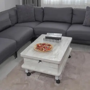 Tavolinë kafeje Skye Decor, dy adt, ngjyrë e bardhë antike