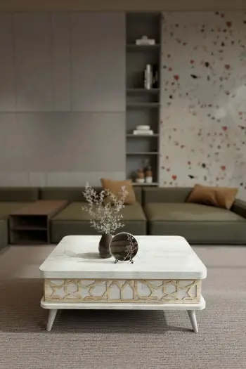 Tavolinë kafeje, ngjyrë e bardhë antike, Skye Decor, Ottowa Ada