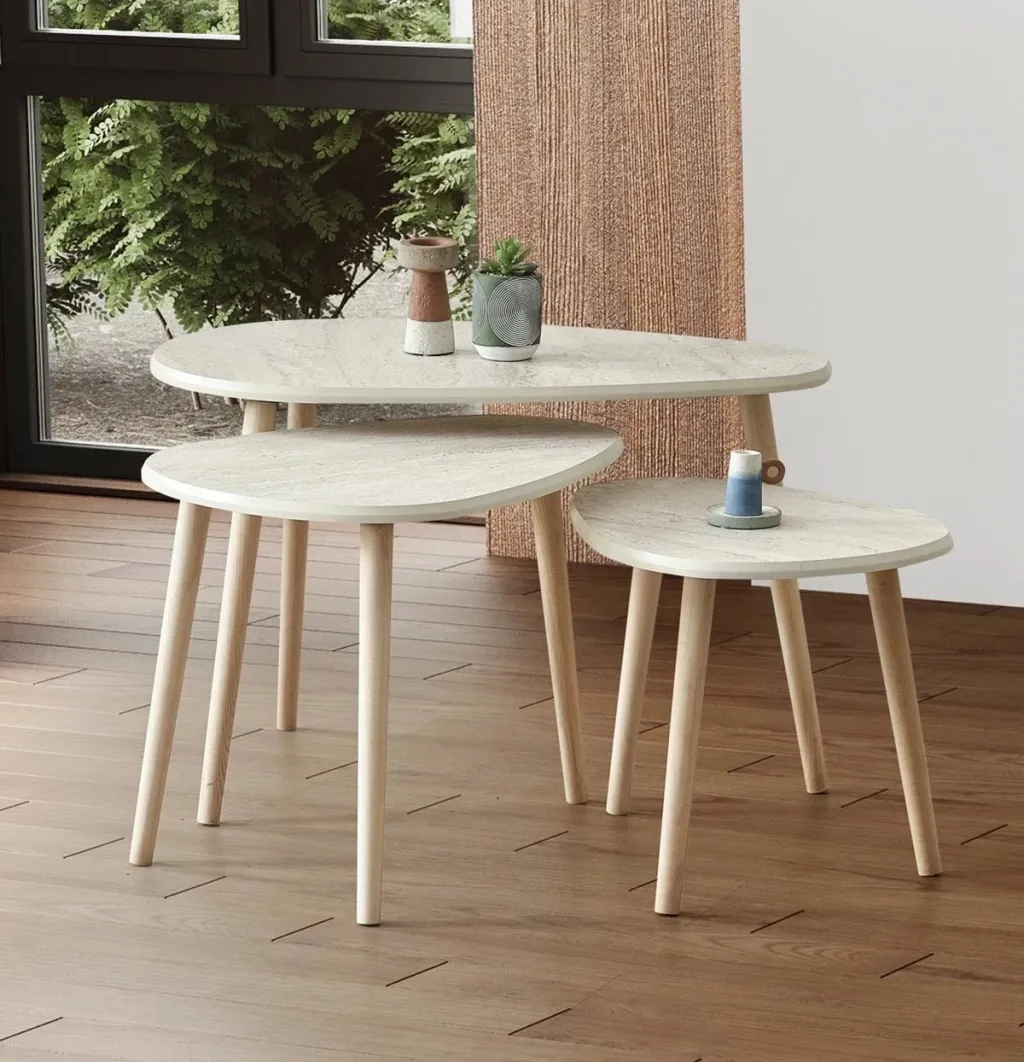 Set tavolinash kafeje Skye Decor, Alvin, ngjyrë travertine - 1