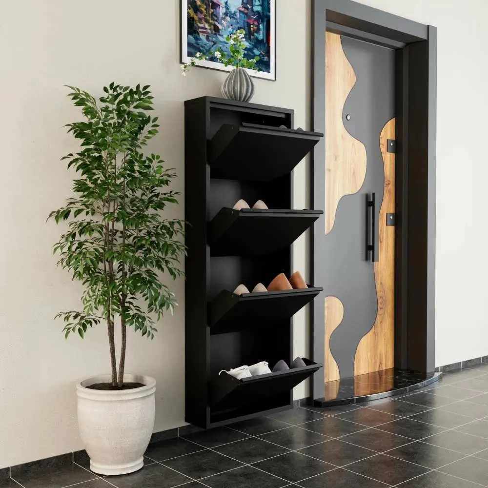 Dollap këpucësh Skye Decor, 4 pjesë, metal, i zi - 4
