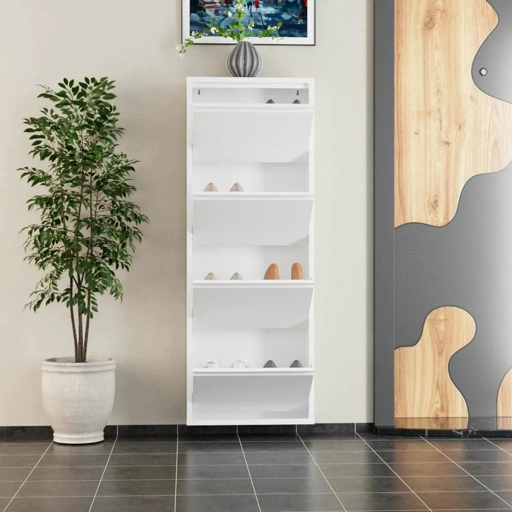 Dollap këpucësh metalik, 4 pjesë, ngjyrë e bardhë, Skye Decor - 3