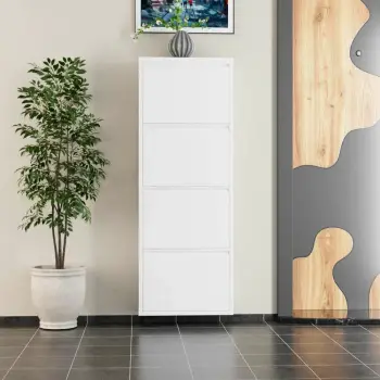 Dollap këpucësh metalik, 4 pjesë, ngjyrë e bardhë, Skye Decor