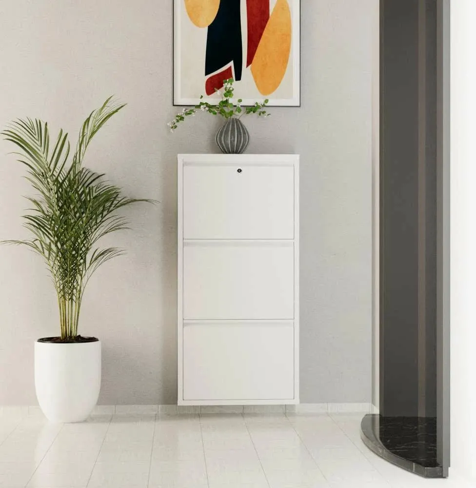 Dollap për këpucë, metalik, 3 pjesë, ngjyrë e bardhë, Skye Decor - 1