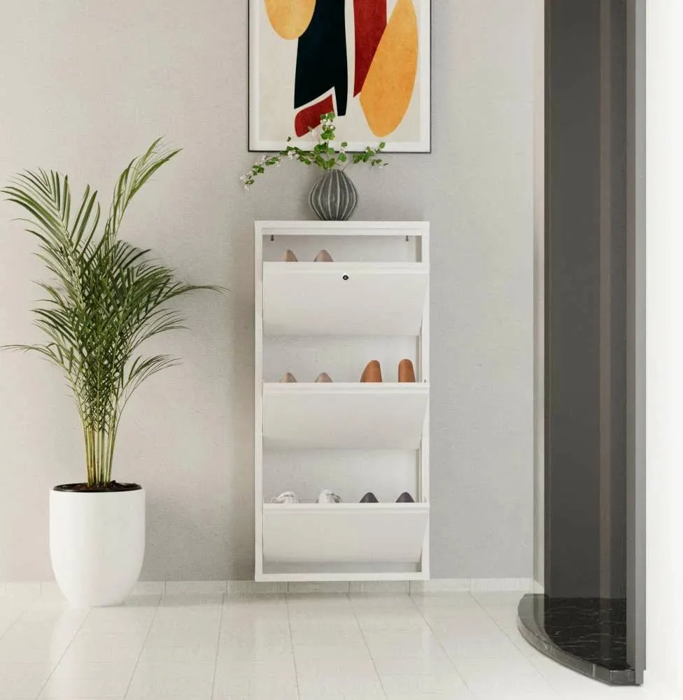 Dollap për këpucë, metalik, 3 pjesë, ngjyrë e bardhë, Skye Decor - 3