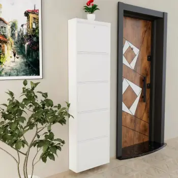 Dollap këpucësh Skye Decor, metalik, 5 pjesë, me kyç, i bardhë
