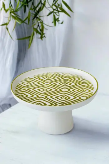 Pjatë për servirje torte Hermia Concept, MCH0011361, ngjyrë mint dhe kaki