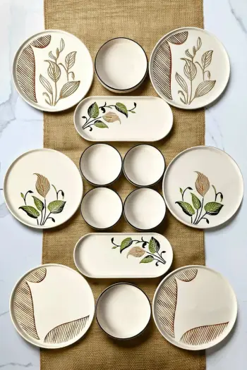 Set mëngjesi 14 pjesësh, Hermia Concept, MCH10979, kafe dhe e gjelbër