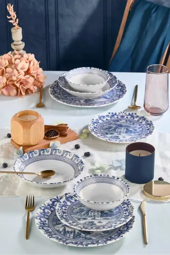 Set enësh për drekë (24 copë), Hermia Concept, MCH0011193, ngjyrë kaltër dhe kaltër e errët